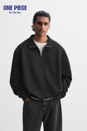 QUARTER ZIP-SWEATSHIRT | Black