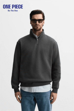 QUARTER ZIP-SWEATSHIRT | Gray