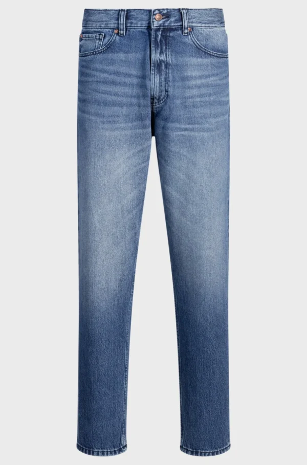 HUGO Boss Tapered-fit jeans in blue vintage-wash denim - Image 4