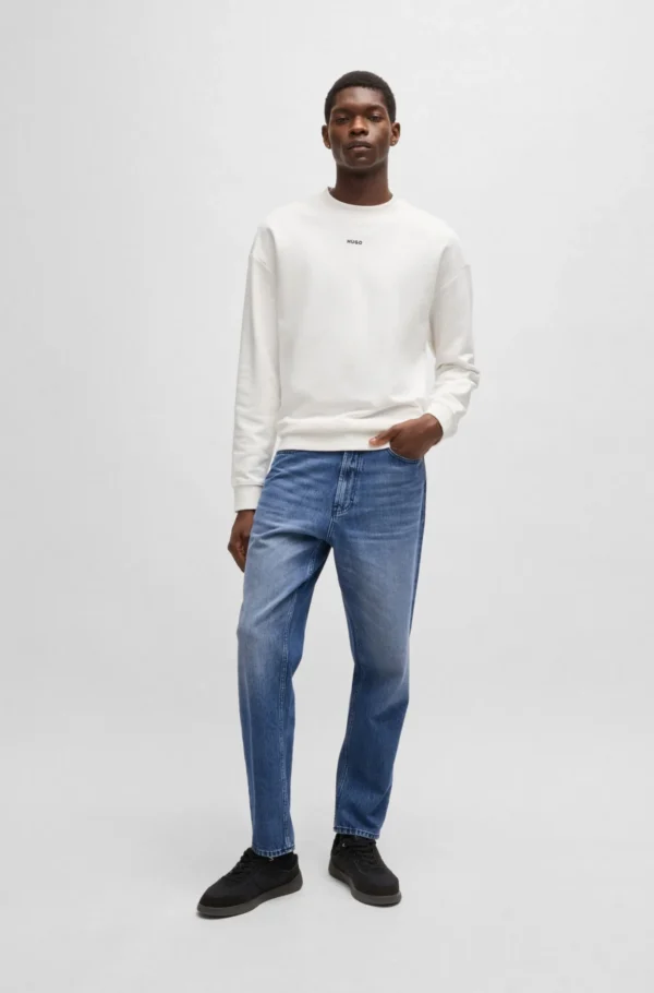 HUGO Boss Tapered-fit jeans in blue vintage-wash denim