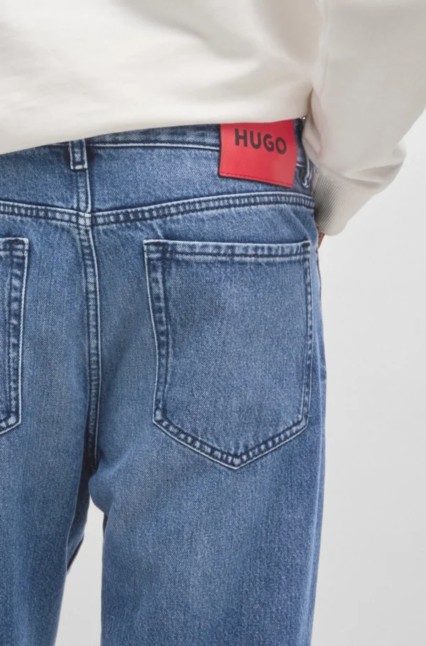 HUGO Boss Tapered-fit jeans in blue vintage-wash denim - Image 5