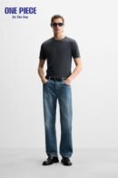 Zara INTERLOCK BASIC T-SHIRT - one Piece | Charcoal grey