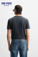 Zara INTERLOCK BASIC T-SHIRT - one Piece | Charcoal grey