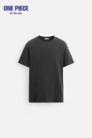 Zara INTERLOCK BASIC T-SHIRT - one Piece | Charcoal grey