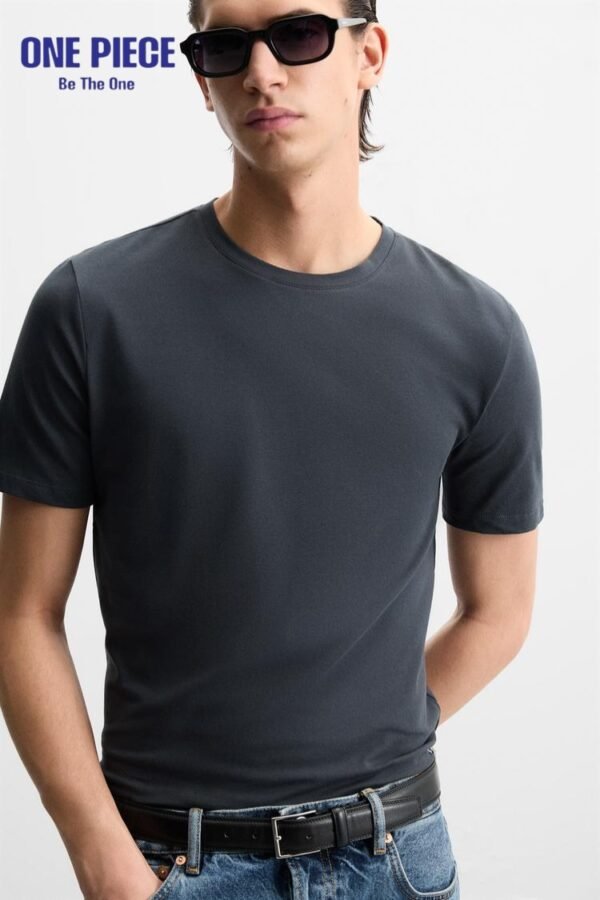 Zara INTERLOCK BASIC T-SHIRT - one Piece | Charcoal grey - Image 6