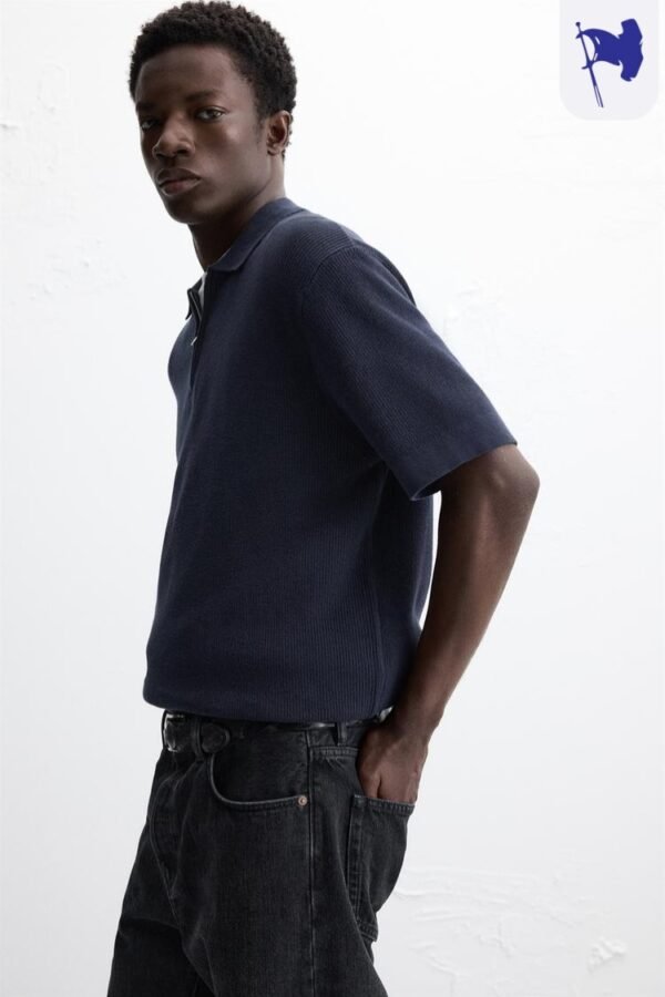 ZARA Pearl Polo Shirt with Zip - Image 2