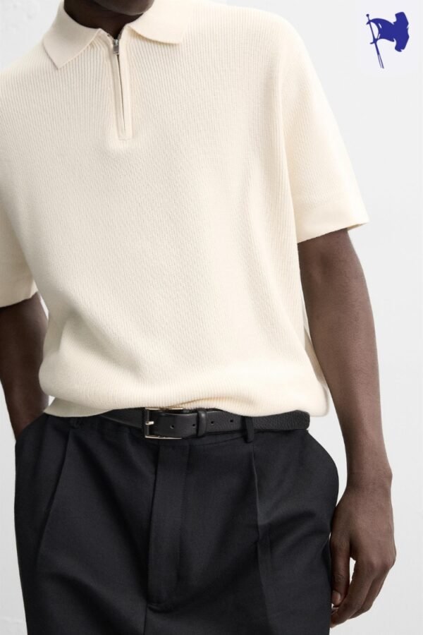 ZARA Pearl Polo Shirt with Zip - Image 2