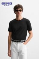 Zara INTERLOCK BASIC T-SHIRT - one Piece  Black
