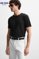 Zara INTERLOCK BASIC T-SHIRT - one Piece  Black