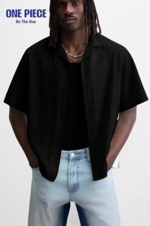 Zara STRIPED JACQUARD SHIRT - Black