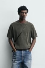 PURL KNIT T-SHIRT Dark Grey - Image 2