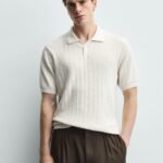 RIBBED KNIT POLO SHIRT