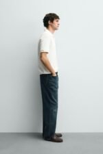 VERTICAL TEXTURE POLO SHIRT Oyster-white - Image 6