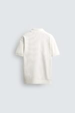 VERTICAL TEXTURE POLO SHIRT Oyster-white - Image 9
