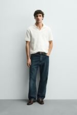 VERTICAL TEXTURE POLO SHIRT Oyster-white