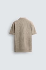 VERTICAL TEXTURE POLO SHIRT Camel - Image 8