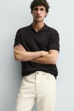 ⁦VERTICAL TEXTURE POLO SHIRT Black⁩ - الصورة ⁦6⁩