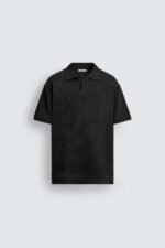 ⁦VERTICAL TEXTURE POLO SHIRT Black⁩ - الصورة ⁦7⁩