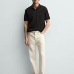 VERTICAL TEXTURE POLO SHIRT Black