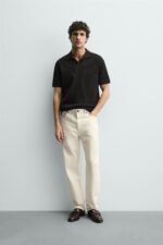 VERTICAL TEXTURE POLO SHIRT Black