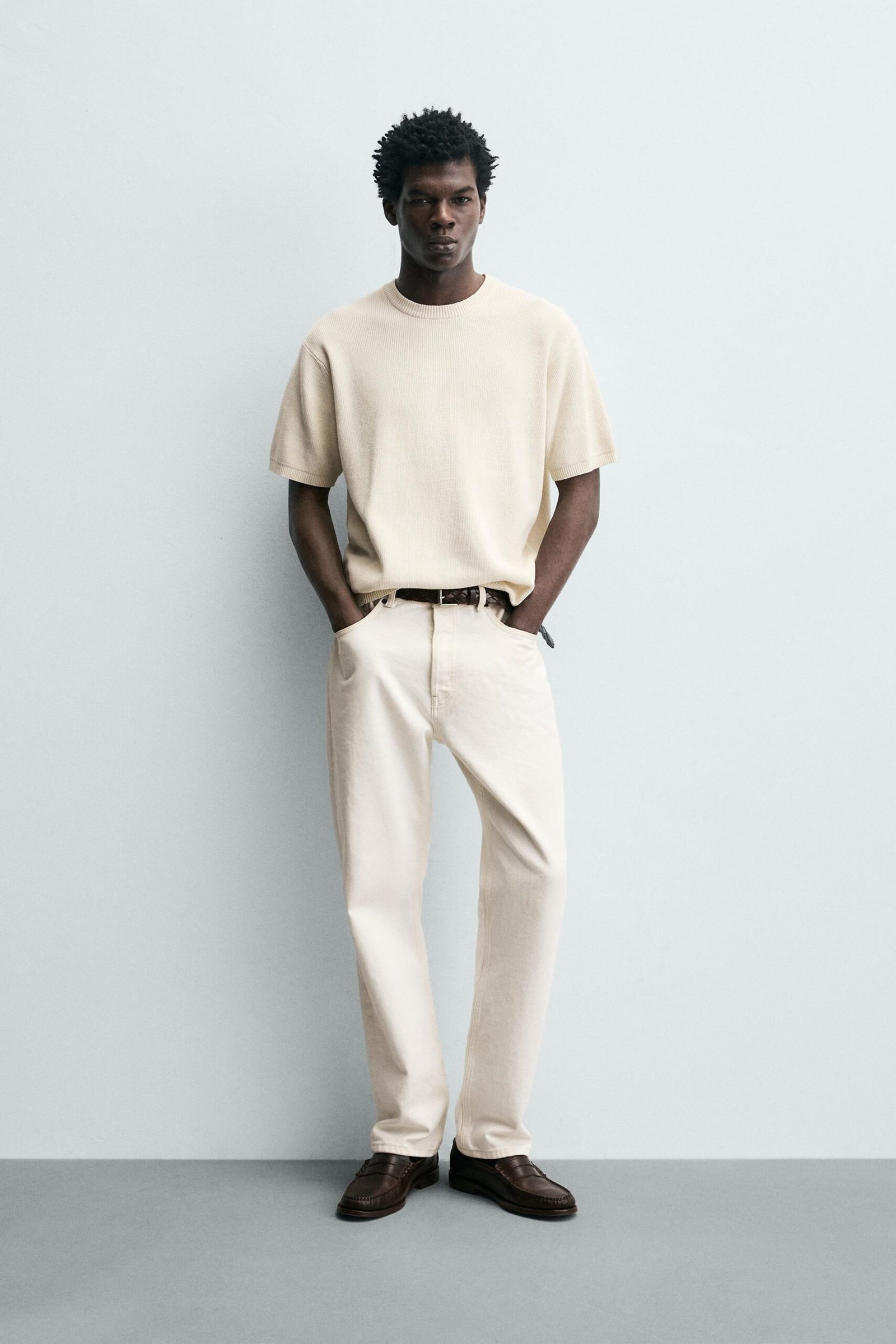 PURL KNIT T-SHIRT Oyster White
