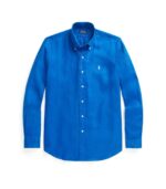 قميص Polo Ralph كتان أزرق — منظر أمامي