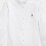 قميص Polo Ralph Lauren Bear Edition أوكسفورد أبيض — تفاصيل الواجهة وتطريز الدبدوب